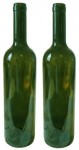 Two empty green wine bottles