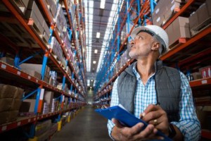 Warehouse worker checking the inventory