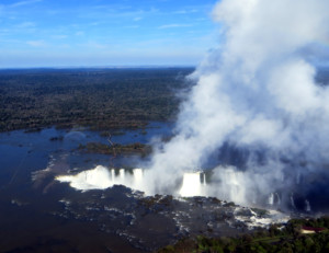 The Iguazu falls are the largest waterfall in the world