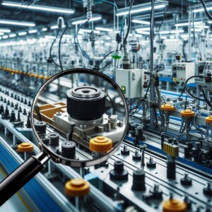 Magnifying glass on assembly line