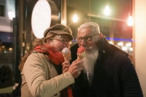 Older Couple Eating Ice Cream