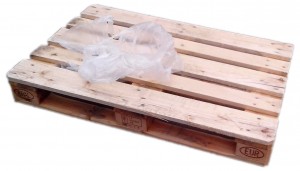 An empty standard EUR pallet